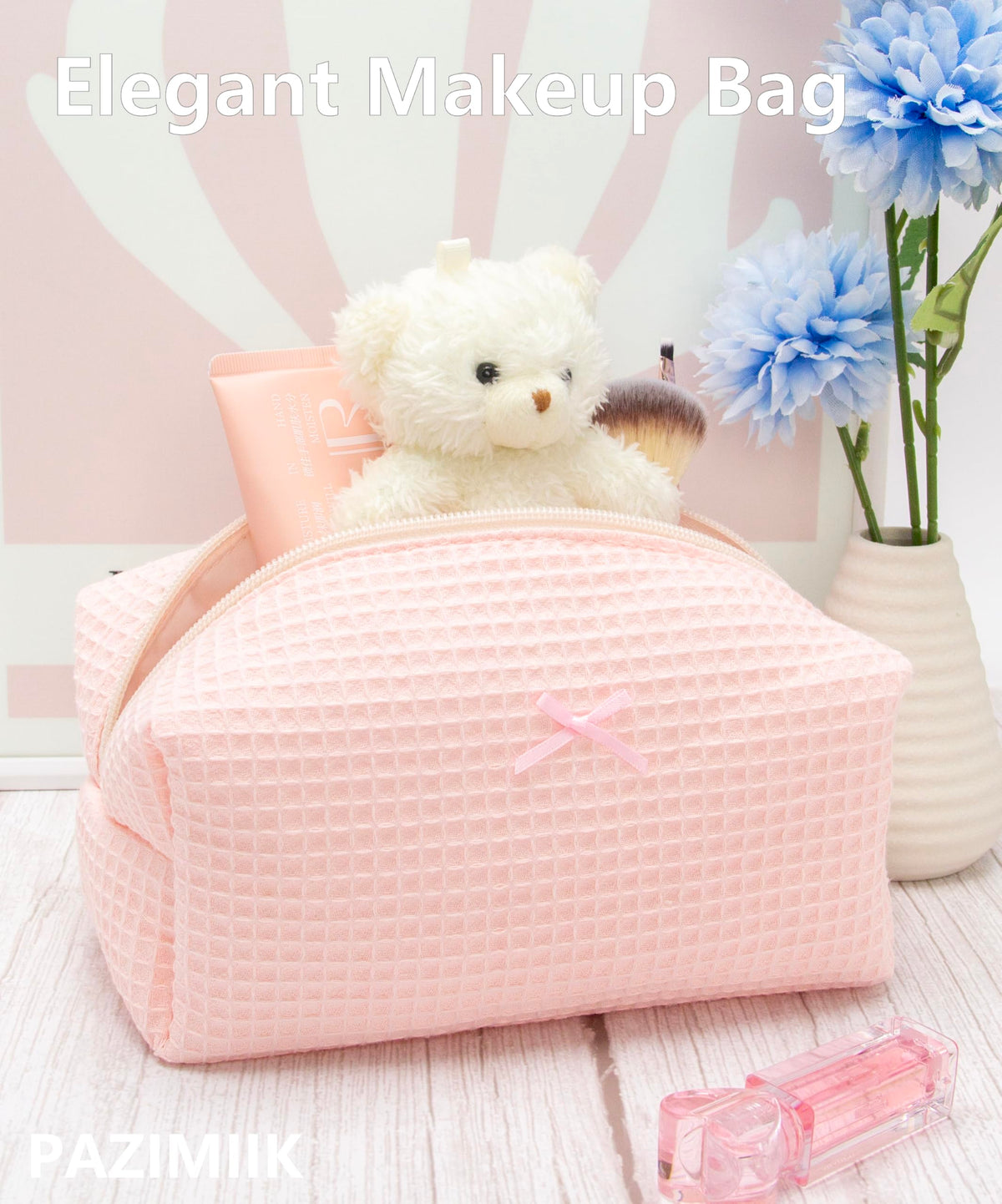 PAZIMIIK travel pouch for skincare, compact and easy to pack.