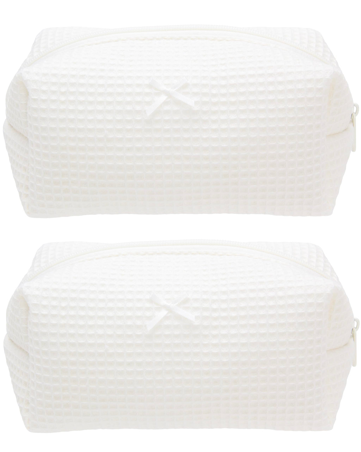 PAZIMIIK cozy makeup bag in cream white, closed view for compact travel storage.