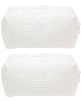 PAZIMIIK cozy makeup bag in cream white, closed view for compact travel storage.
