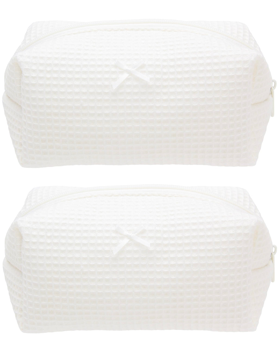 PAZIMIIK cozy makeup bag in cream white, closed view for compact travel storage.