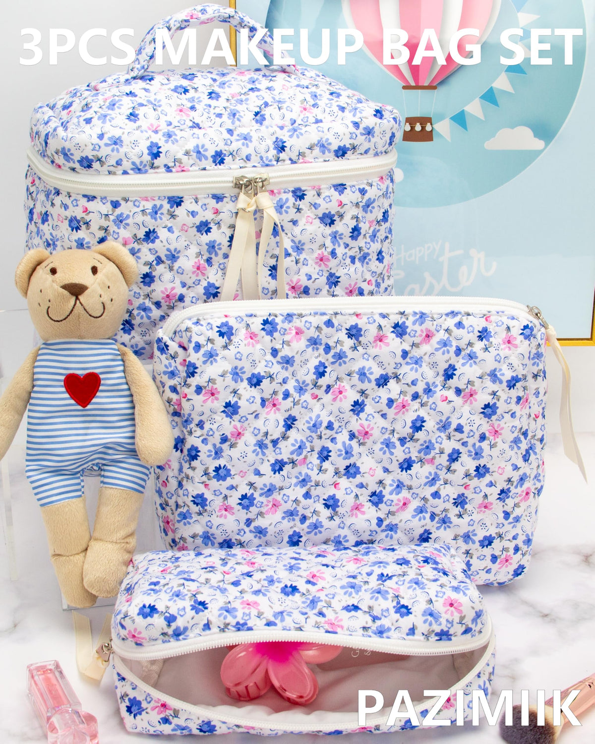 PAZIMIIK large main compartment for easy access to cosmetics