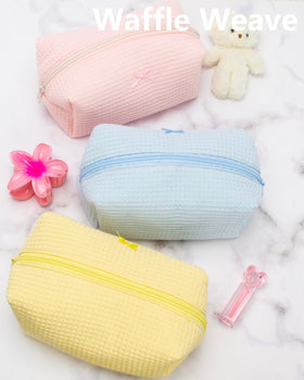 PAZIMIIK makeup brush organizer in blue with multiple pockets