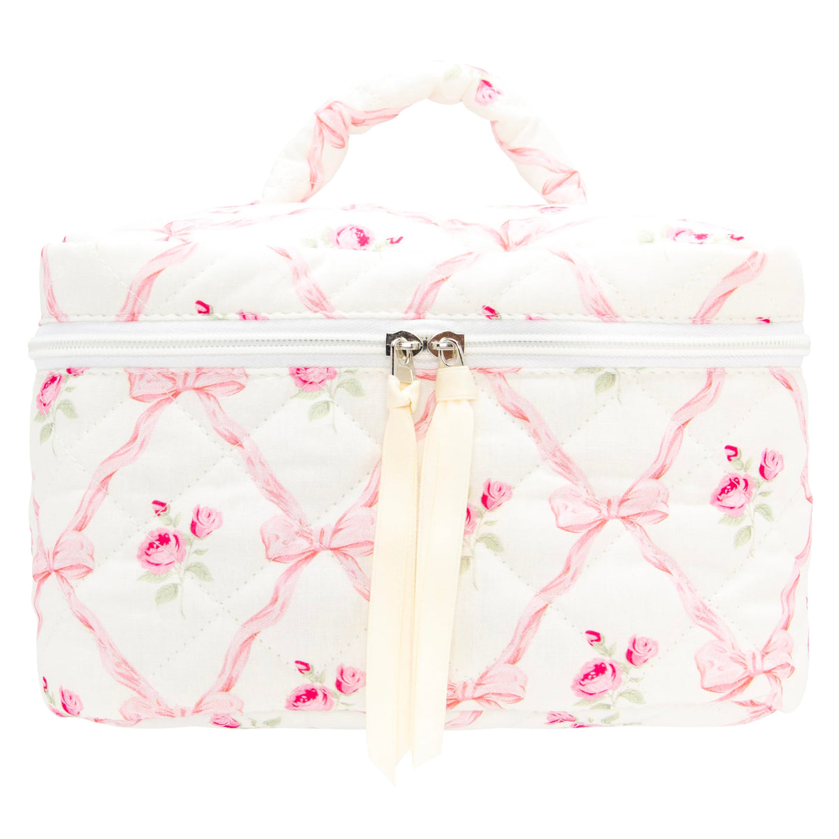 PAZIMIIK quilted makeup bag front view for stylish travel organization