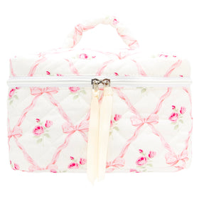 PAZIMIIK quilted makeup bag front view for stylish travel organization