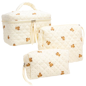 PAZIMIIK quilted makeup bag large, ideal for spacious travel storage and easy access.
