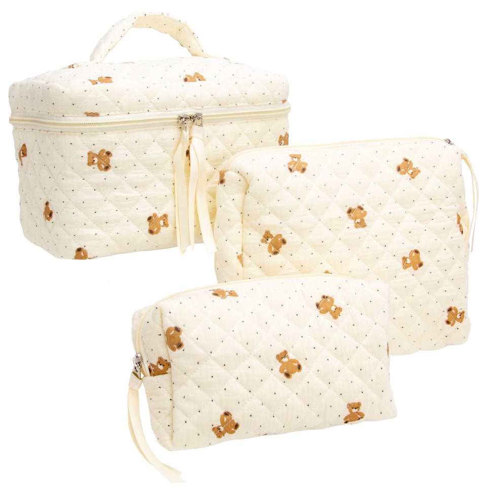 PAZIMIIK quilted makeup bag large, ideal for spacious travel storage and easy access.