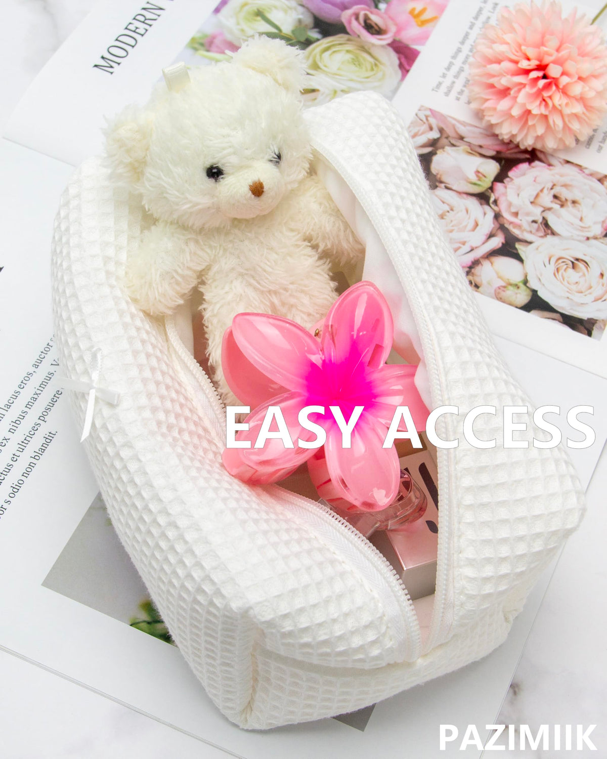 PAZIMIIK structured cosmetic organizer stands upright for quick access.