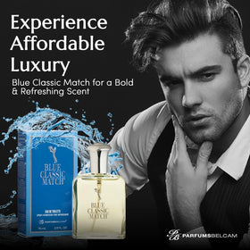 PB ParfumsBelcam Deep Blue packaging box showcases premium value and accessible luxury.