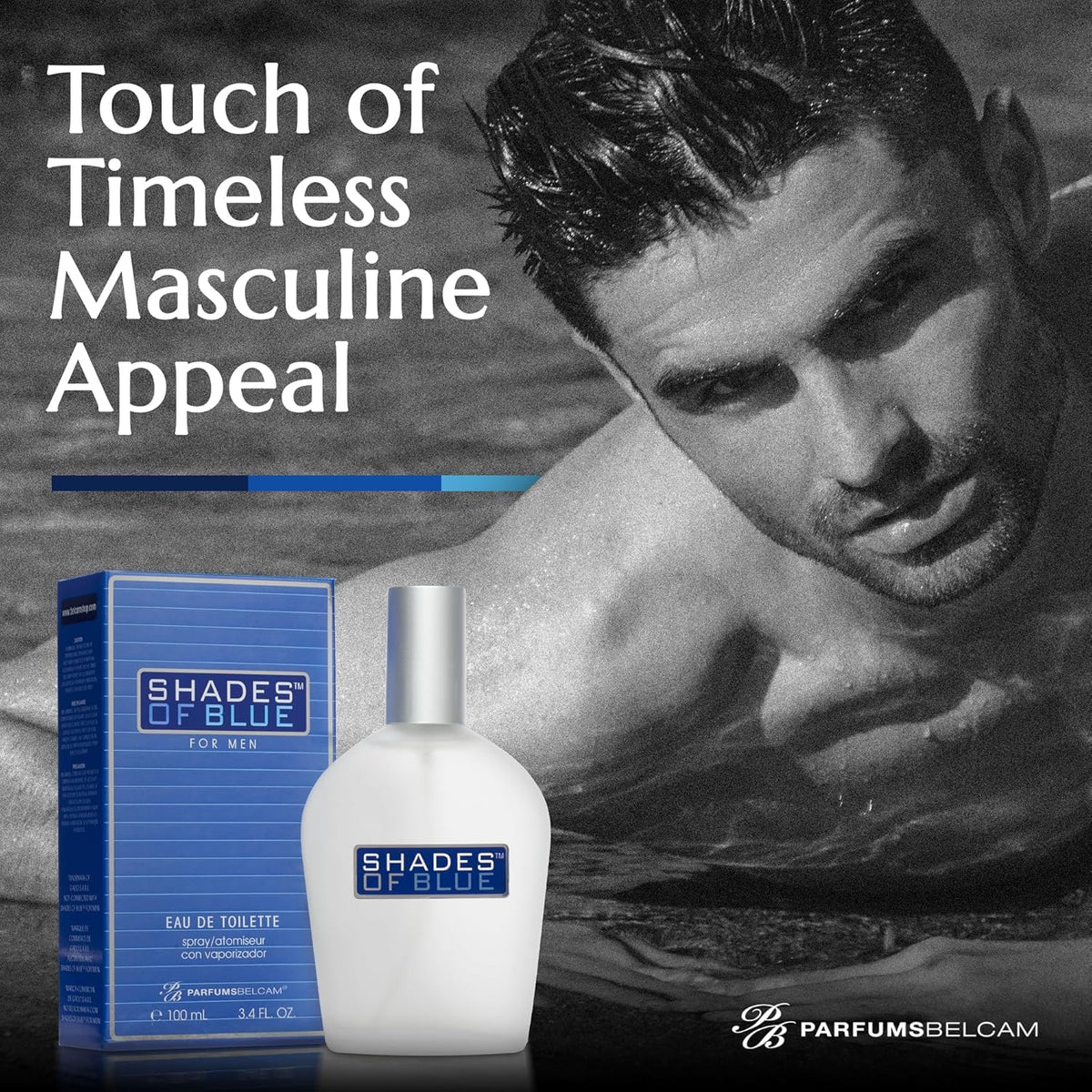 PB ParfumsBelcam Shades of Blue dry-down musk, lasting 3–6 hours.