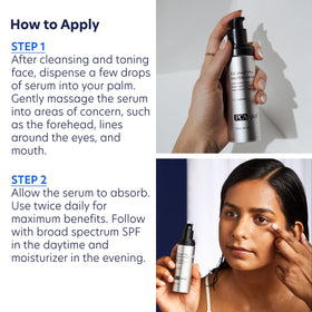 PCA Skin ExLinea Pro Peptide Serum near eyes and mouth to illustrate lifting potential.