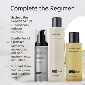 PCA Skin ExLinea Pro Peptide Serum label markets fragrance-free and paraben-free formula.
