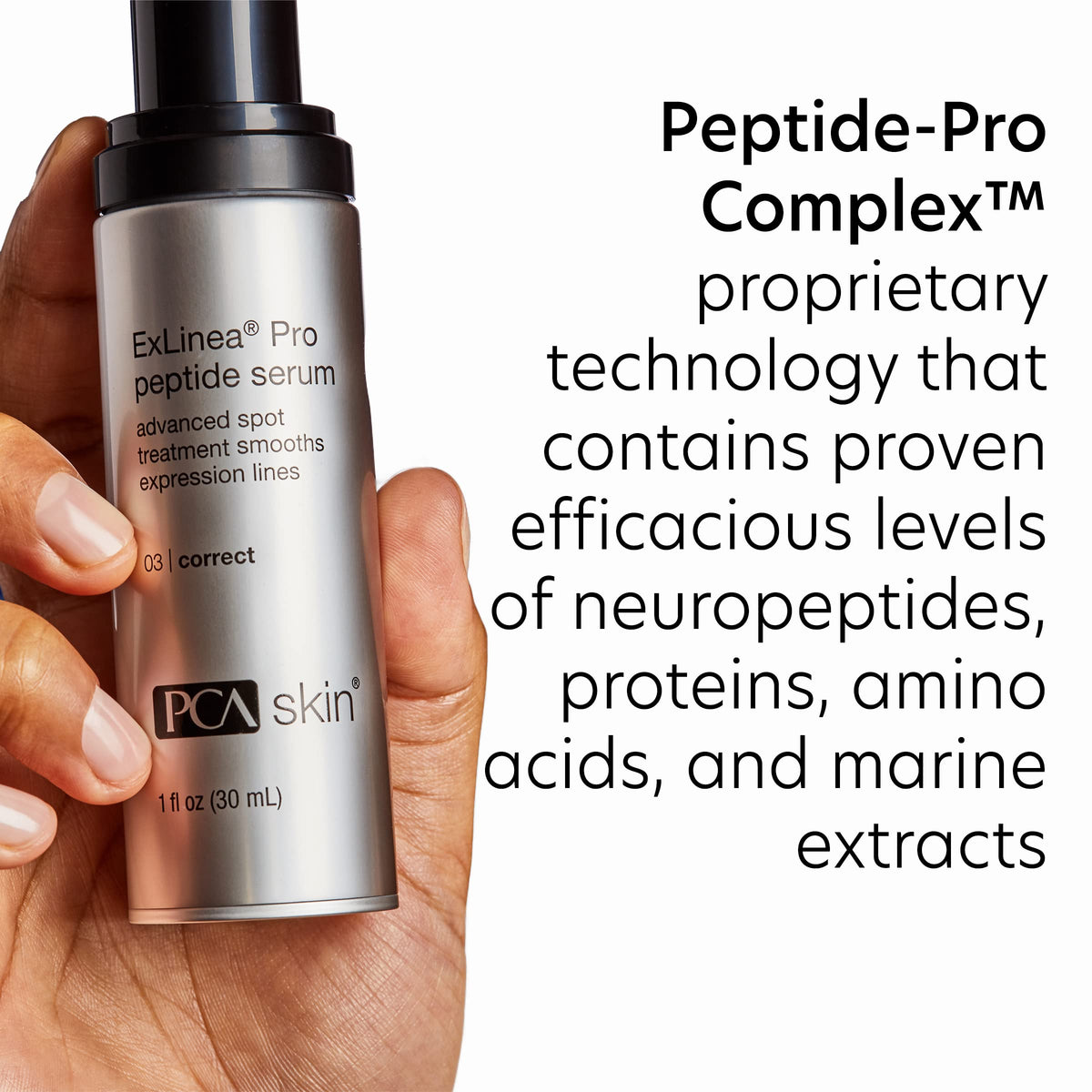 PCA Skin ExLinea Pro Peptide Serum texture swatch showing lightweight hydration.