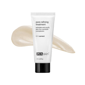 PCA SKIN Pore Refining bottle close-up shows premium packaging and refined pores.