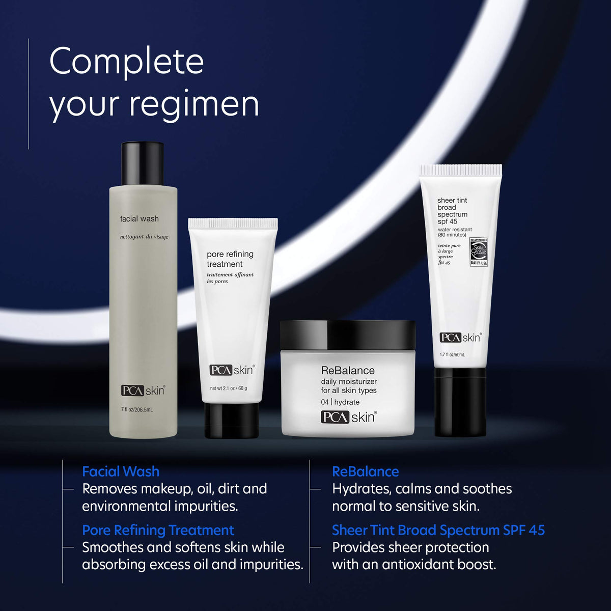 PCA SKIN rice powder particles on skin hint at debris removal and smoother texture.