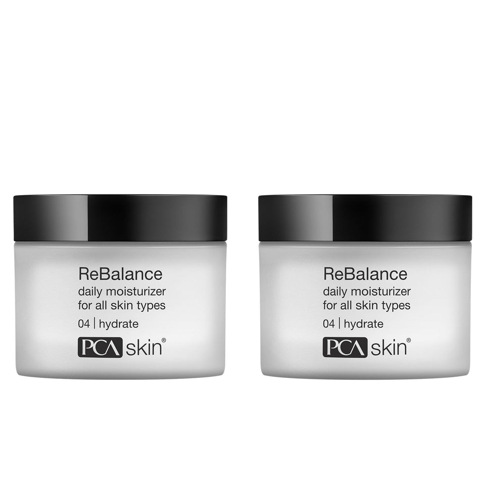 PCA SKIN ReBalance moisturizer tube showing creamy texture for balanced hydration