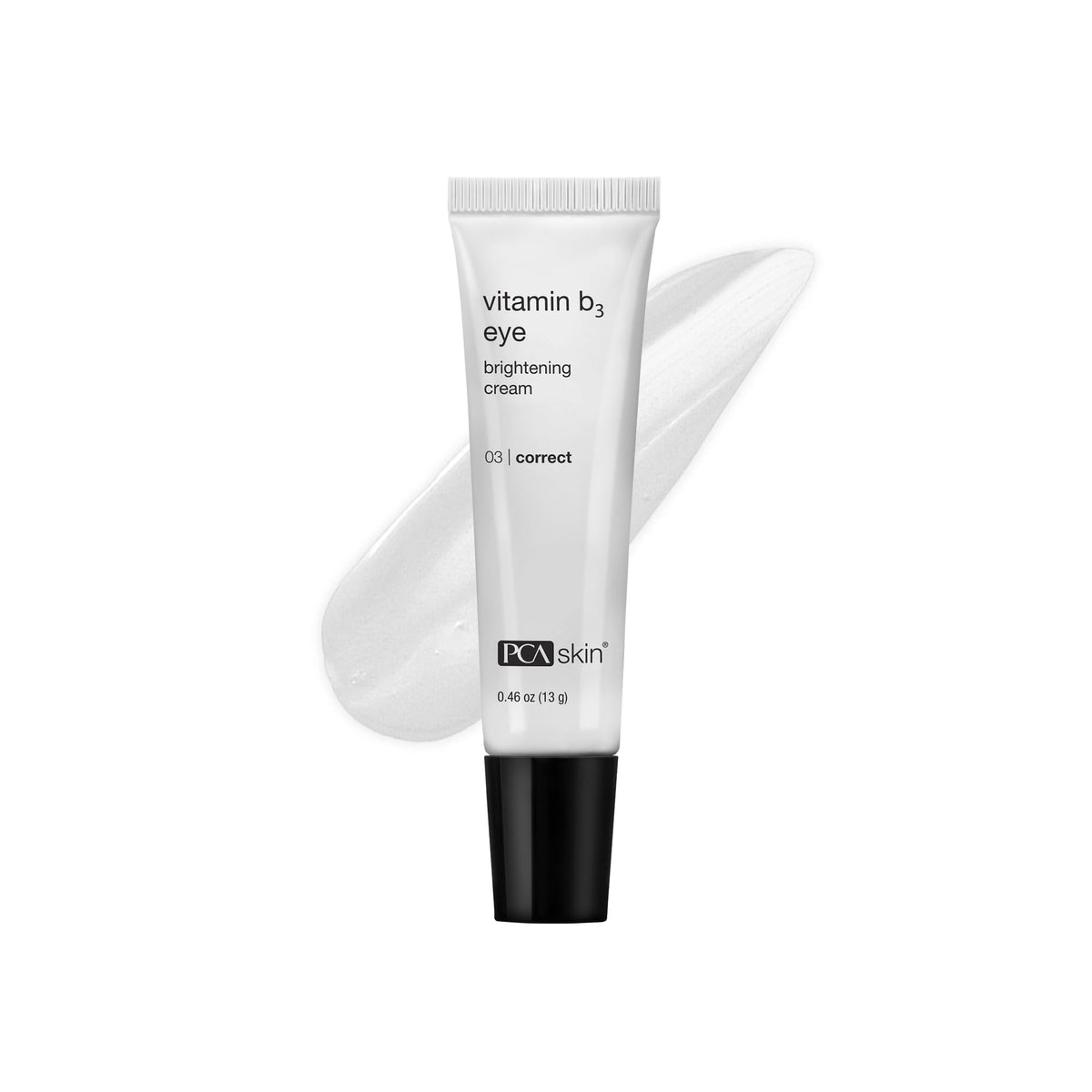 PCA SKIN Vitamin B3 Eye Brightening Cream bottle showing brightening around the eye area.