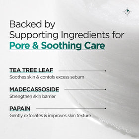 P.CALM toner pad close-up texture with soothing tea tree.
