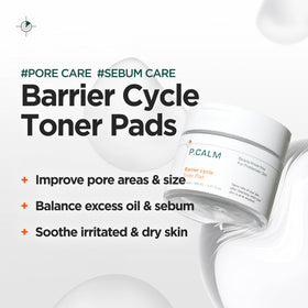 P.CALM toner pad embossed side helps refine texture gently.
