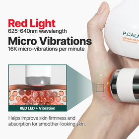 Vanity display with P.CALM CicaLacto Exosome 45 among skincare products