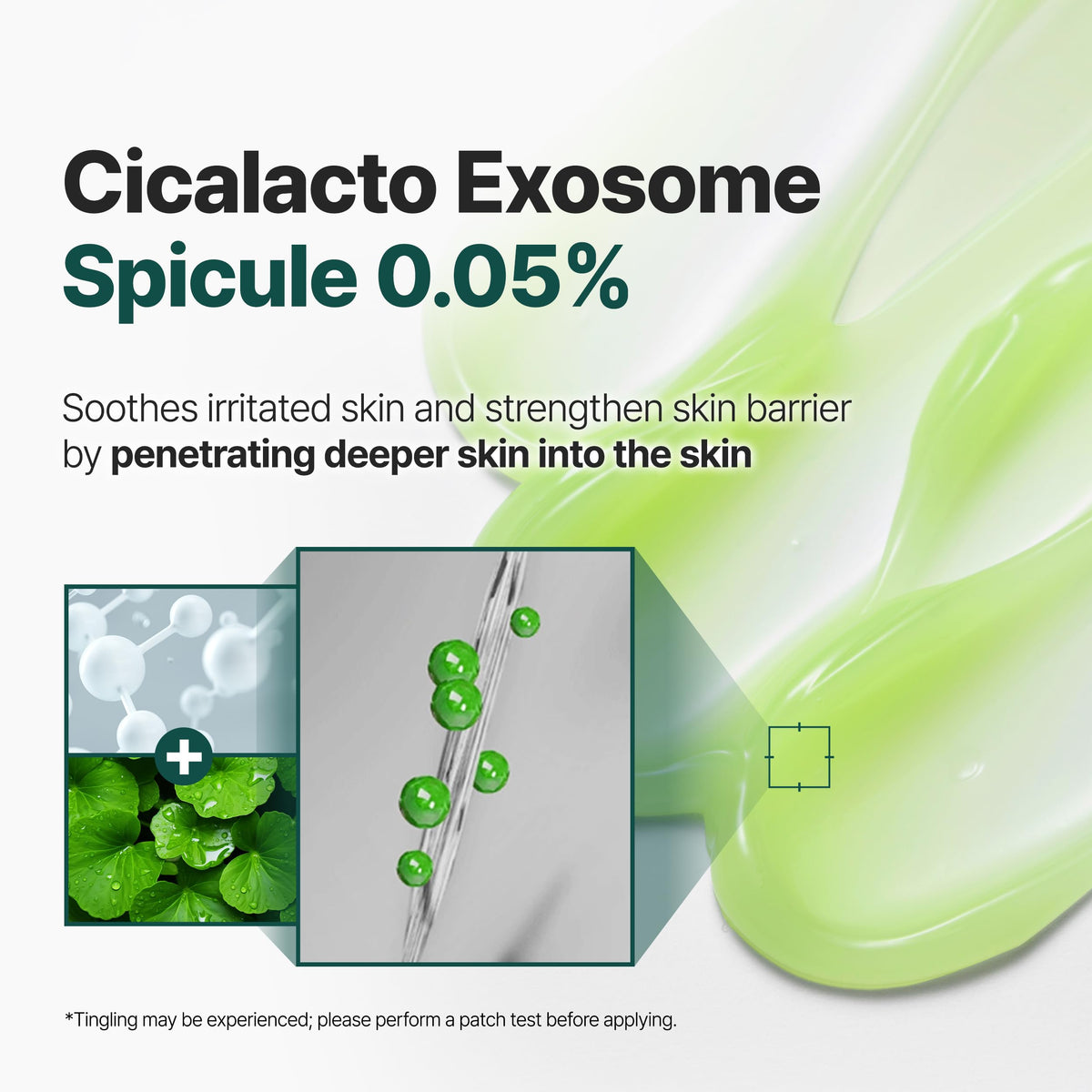 Cream being spread on skin with P.CALM CicaLacto Exosome 45 to moisturize