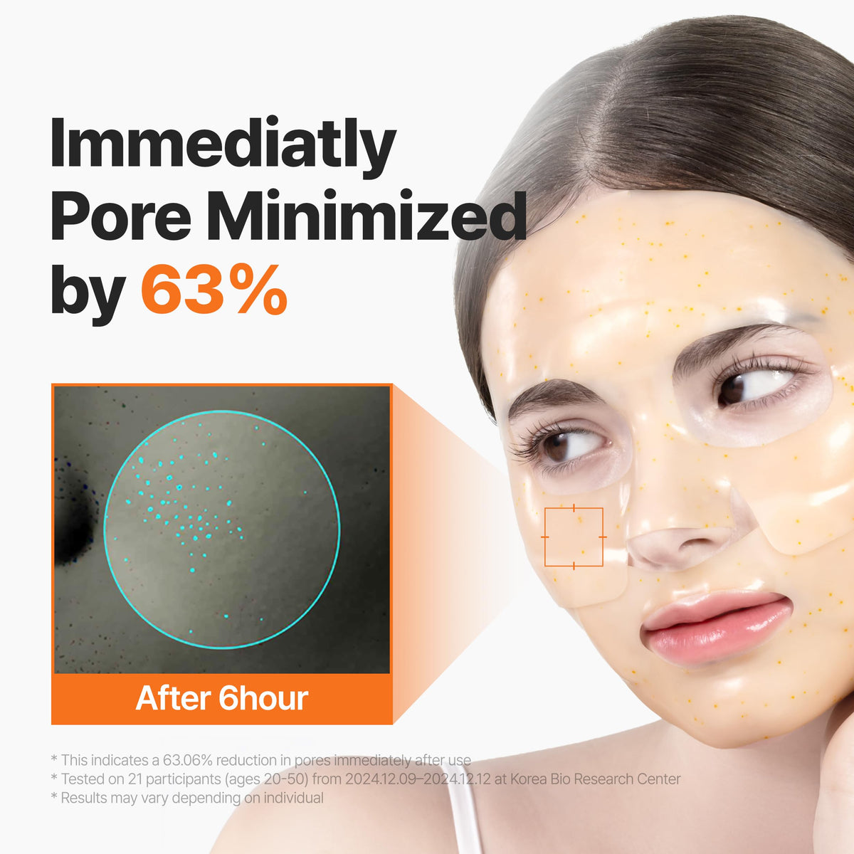P.CALM pore-minimizing mask visual highlighting reduced pore appearance.