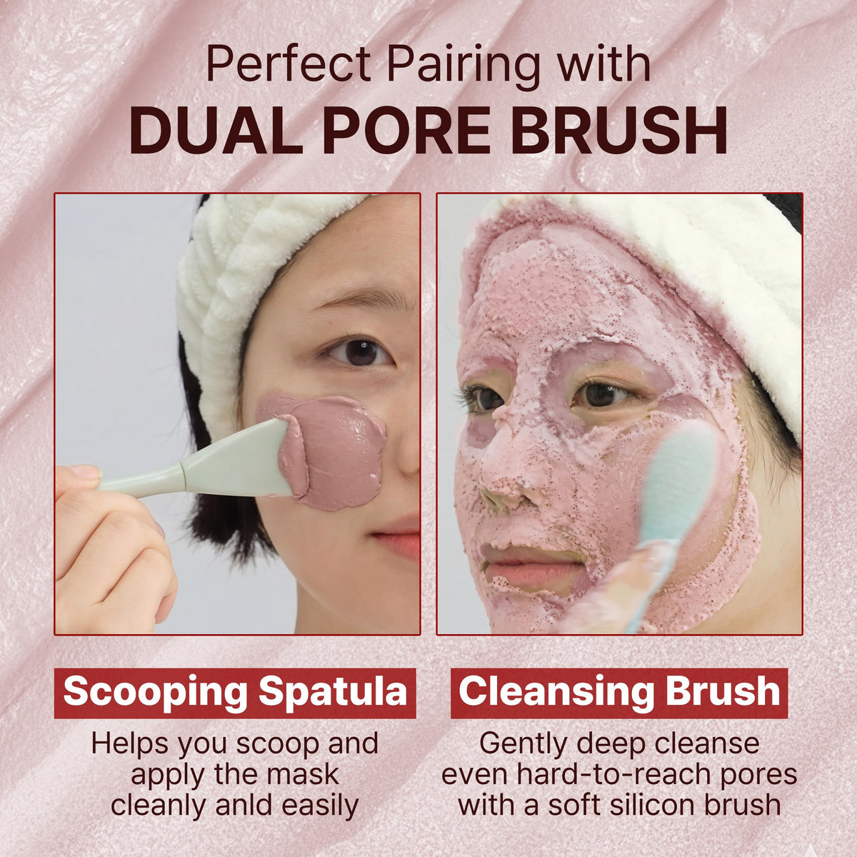 P.CALM Red Rice Bubble Deep Mask bubbling action on cheeks for cleansing.