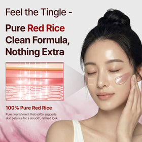 P.CALM Red Rice Bubble Deep Mask being applied for an at-home spa moment.