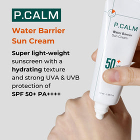 P.CALM Water Barrier Sunscreen gel texture for quick absorption.