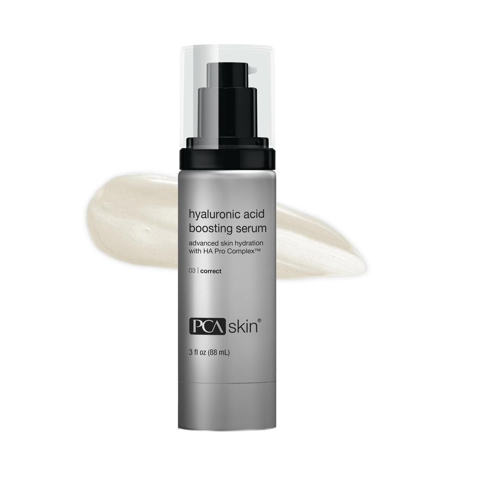 PCA SKIN Hyaluronic Acid Serum bottle showing deep hydration potential for plump skin