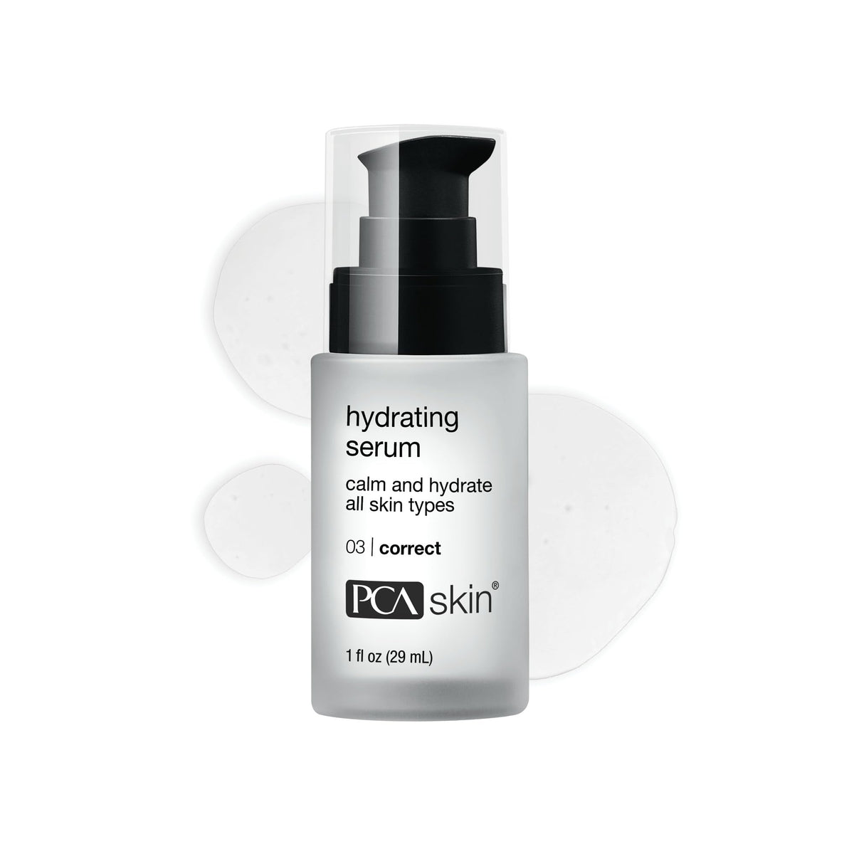 PCA SKIN Hydrating Serum bottle pump for everyday moisture and soothing sensitive skin.