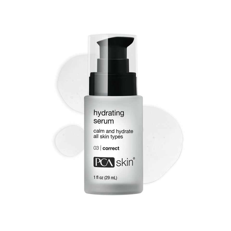 PCA SKIN Hydrating Serum bottle pump for everyday moisture and soothing sensitive skin.