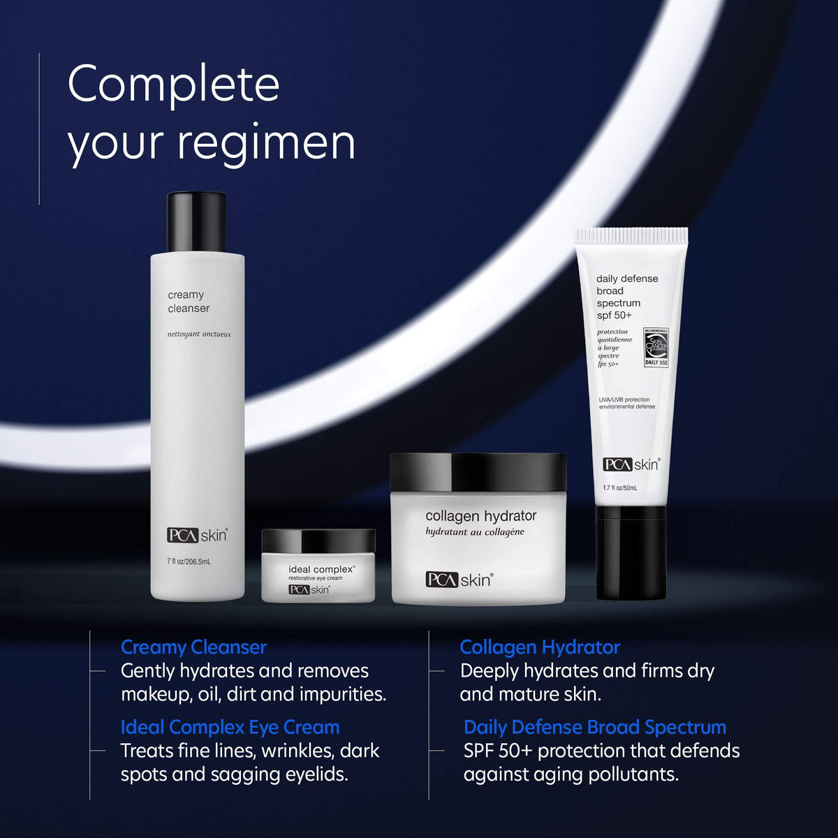 Bottle label highlights safety and day-night usage guidance for PCA SKIN eye cream