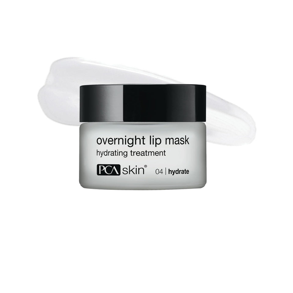 PCA SKIN Overnight Lip Mask bottle close-up highlighting hydration potential.