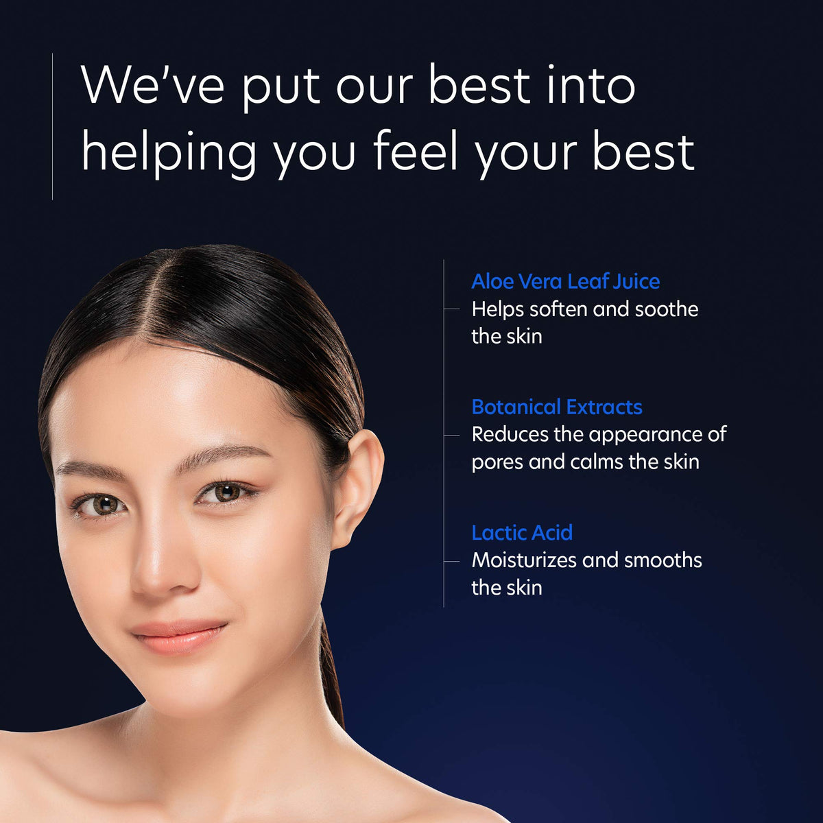 PCA SKIN Smoothing Toner cotton pad application scene on cheek