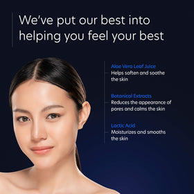 PCA SKIN Smoothing Toner cotton pad application scene on cheek