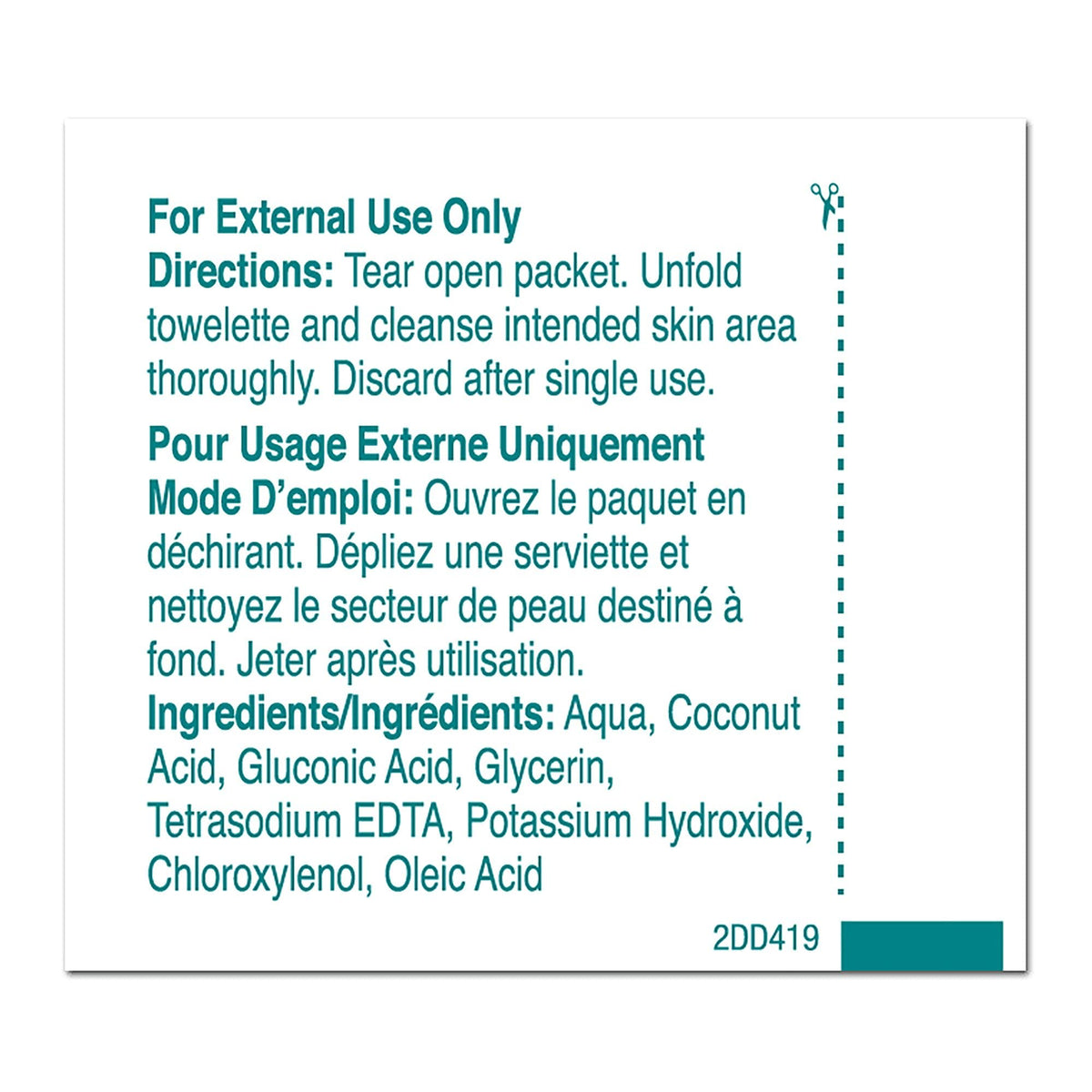 PDI D41900 towelette being used for facial and hand cleansing