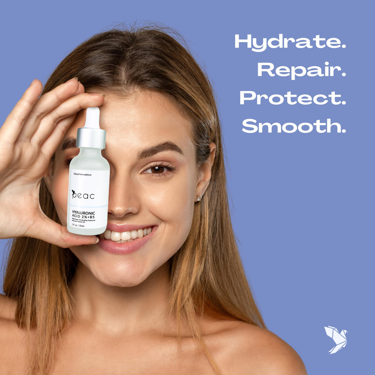 Peac Hyaluronic Acid 2% + B5 serum application close-up — quick absorption for daily use