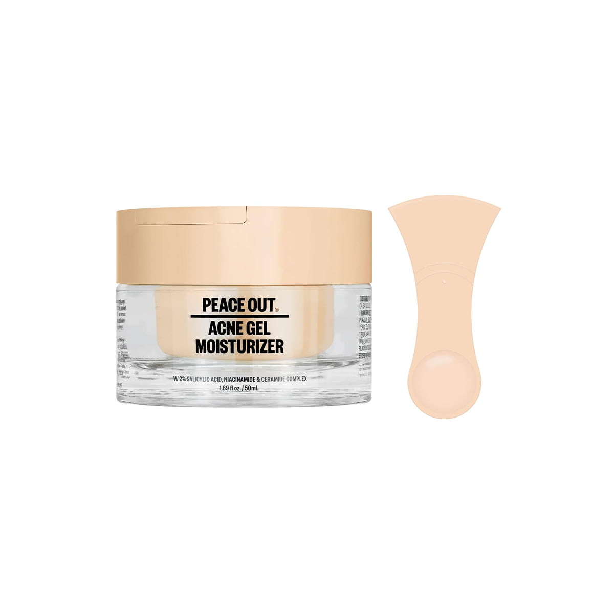 PEACE OUT Acne Gel Moisturizer bottle front showing sleek packaging with oil-control hydration.