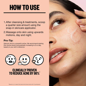 PEACE OUT Acne Gel Moisturizer daily-use pump demonstrates lightweight feel.