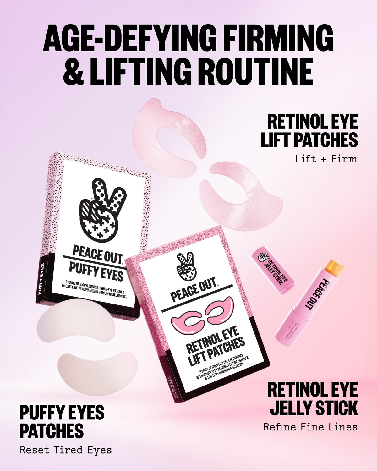 Peace Out eye area after use shows smoother appearance and gentle glow