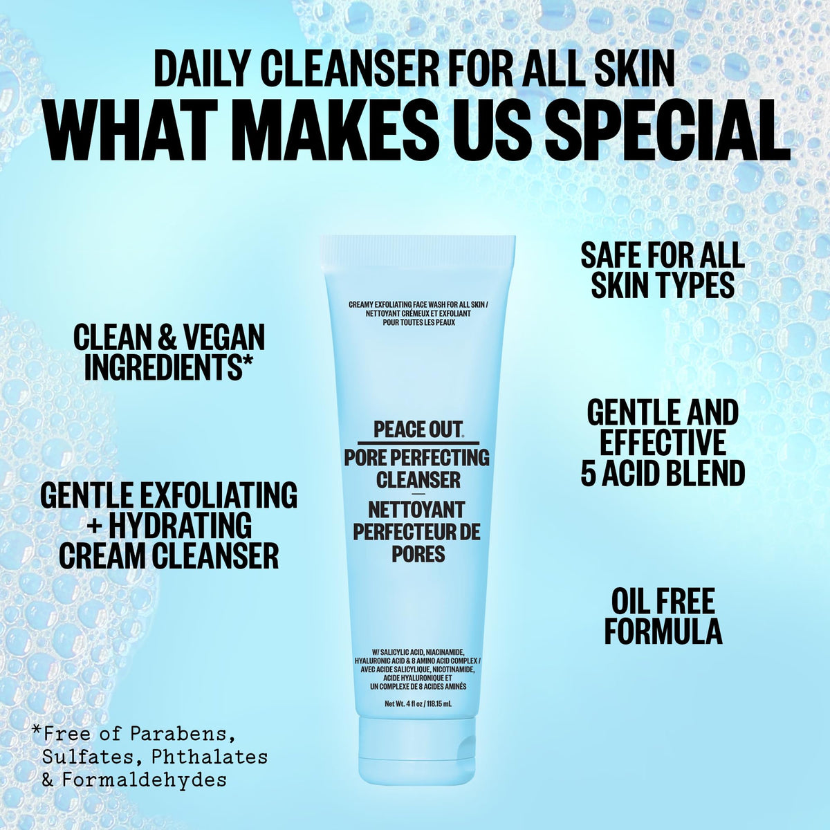 Peace Out Pore Perfecting Cleanser niacinamide hydrates for smoother-looking skin