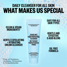 Peace Out Pore Perfecting Cleanser niacinamide hydrates for smoother-looking skin