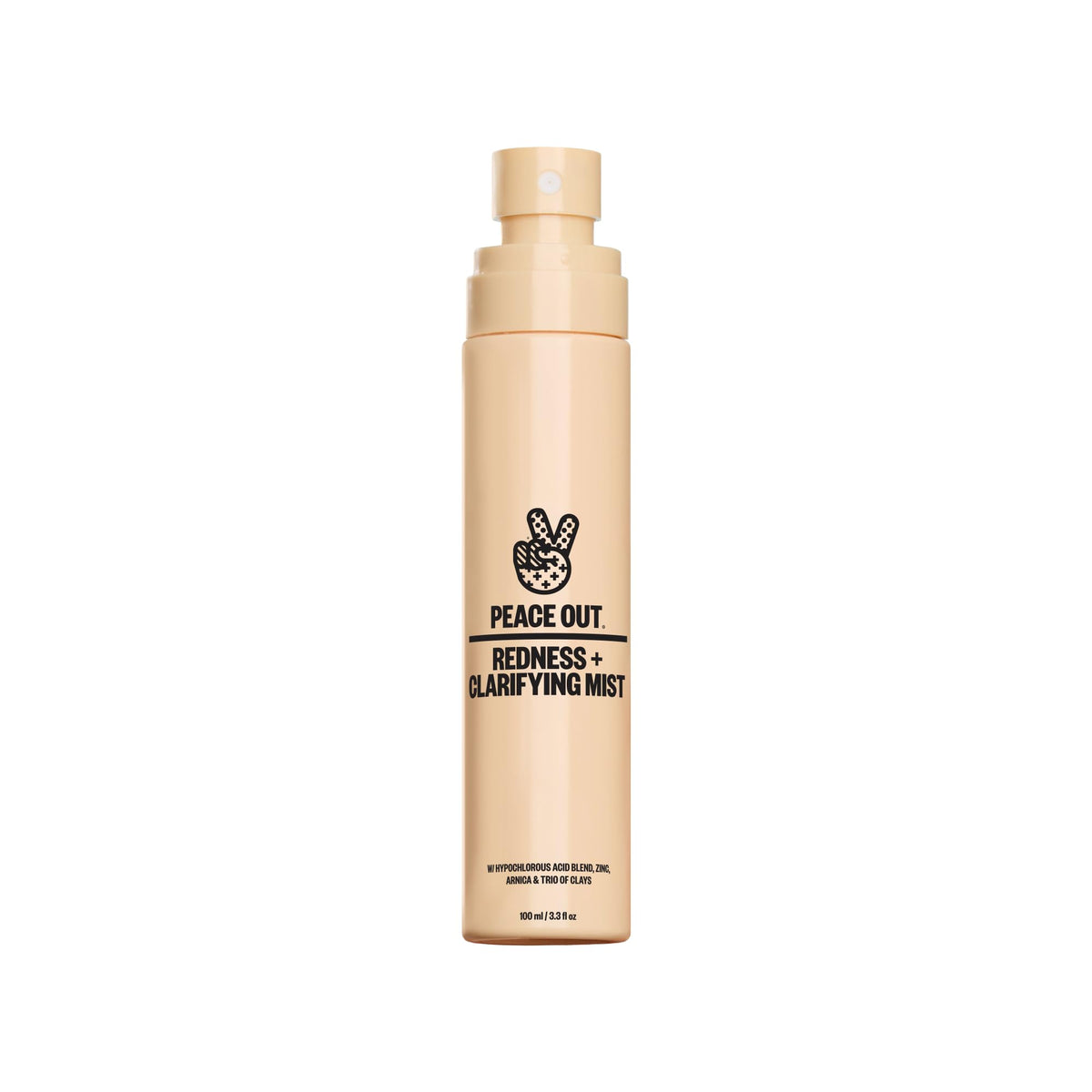 PEACE OUT Redness + Clarifying Mist bottle for easy on-the-go skin refresh.