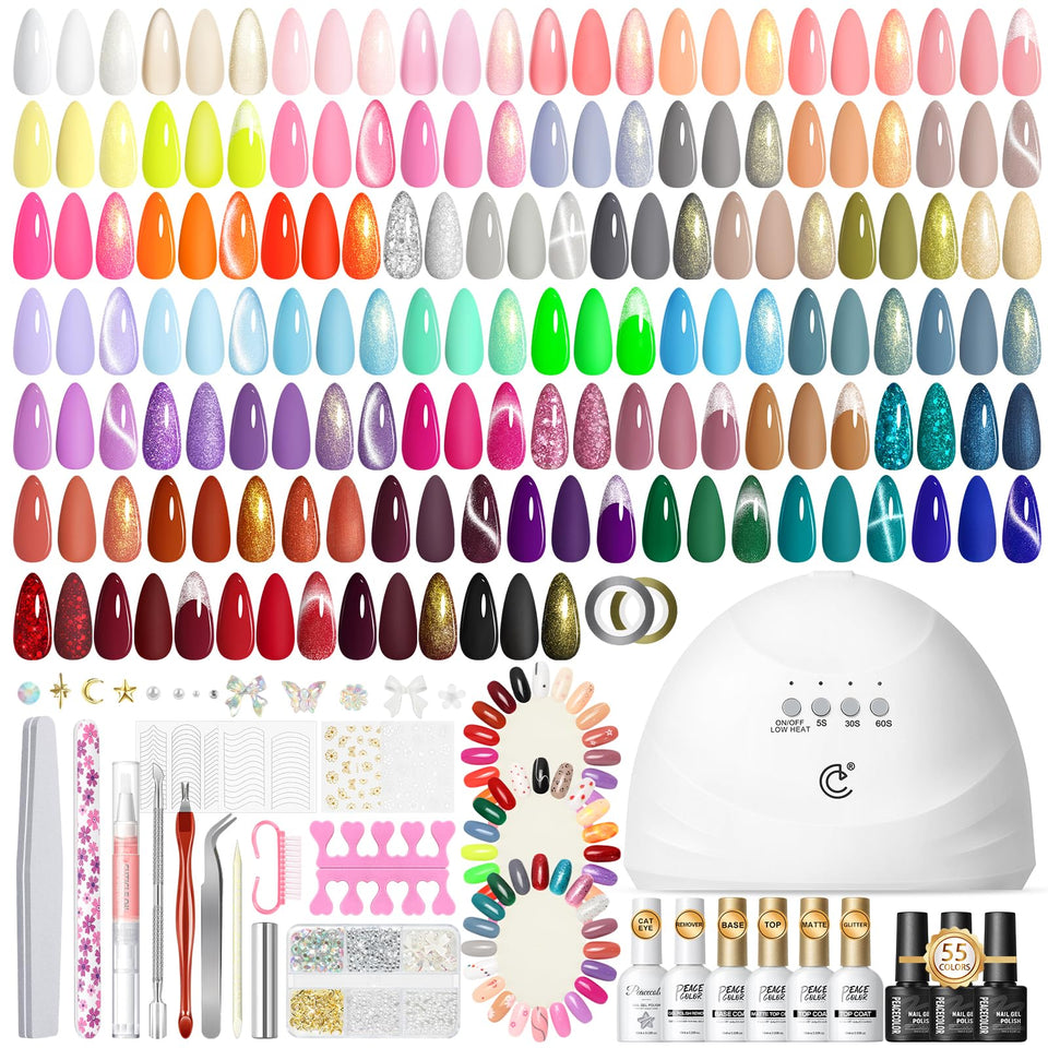 PEACECOLOR 82-piece gel kit with UV lamp for salon-like at-home manicures.