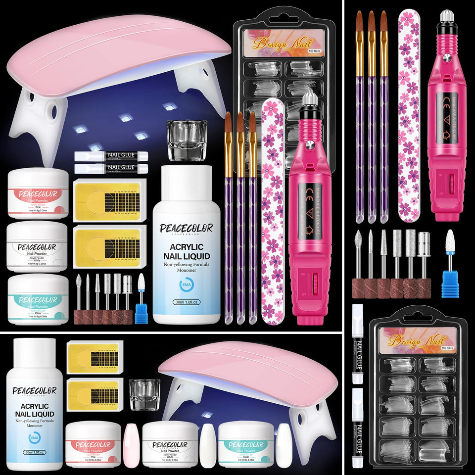PEACECOLOR acrylic nail kit drill and bit set for at-home manicures