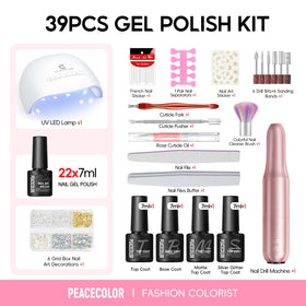 PEACECOLOR base coat and glossy top coat support long-lasting shine.