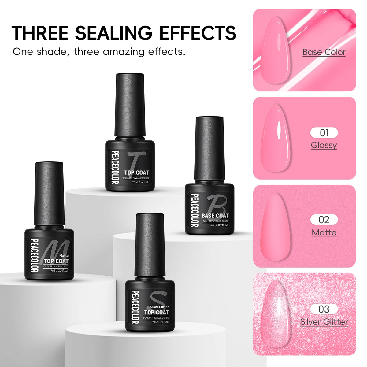 PEACECOLOR silver glitter accents create festive nail art.