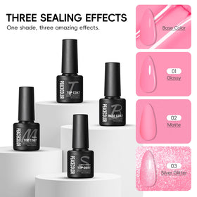 PEACECOLOR silver glitter accents create festive nail art.