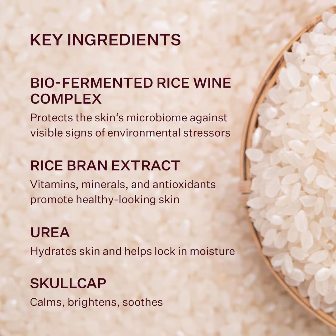 Peach & Lily Bio Rice Wine Toner brightening effect closeup hints at revitalized radiance.