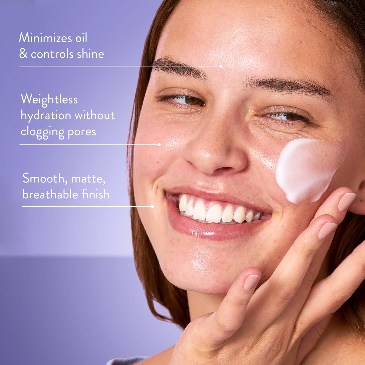 Close-up of Peach Slices moisturizer texture shows lightweight non-greasy feel